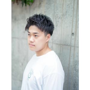 ツーブロックビジネスショートアイロンパーマ
