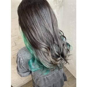 インナーカラー、グリーン、イルミナカラー、池袋