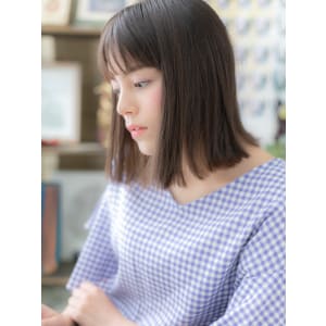 シースルーバング韓国風小顔バレイヤージュ　ミントグレージュ