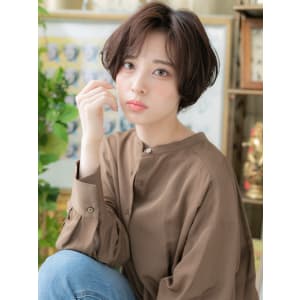 バレイヤージュで大人かわいいマッシュボブ　ノンジアミンカラー