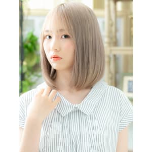 韓国風ハイライト小顔透け感シースルーバング　ミントアッシュ