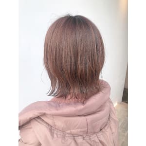 LEMO　外ハネ　ボブ　切りっぱなし　ピンクブラウン