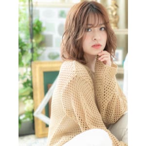 韓国風ハイライトゆるふわシースルーバング20代30代40代