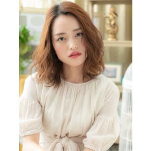 韓国風アシンメトリー抜け感エアリーミディ　かきあげバング