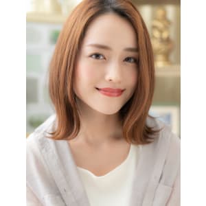 外国人風大人ハイライト外ハネくびれミディ　メルトカラー