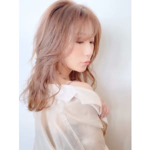 ハイトーン透け感艶ピンクベージュ