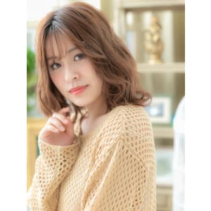 韓国風ハイライトゆるふわシースルーバング　ゴールドベージュ