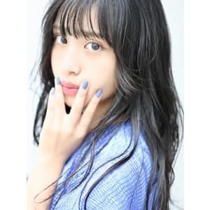 暗髪　ロング　シースルーバング