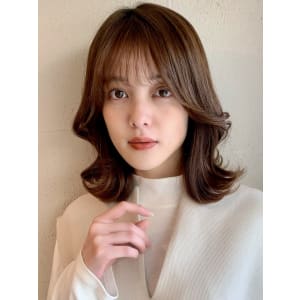 韓国風　くびれヘア　シースルーバング 