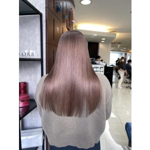 コーラルベージュハイトーンロングヘア髪質改善2256