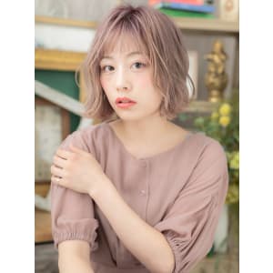 オン眉透けバング韓国風小顔インナーカラー　なみなみウェーブ