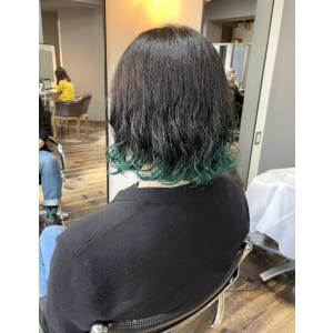白髪ぼかしにお勧め・メンズ・モスグリーン裾カラー
