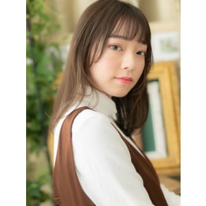 シースルーバング小顔前下がりウルフレイヤー　エアストレート