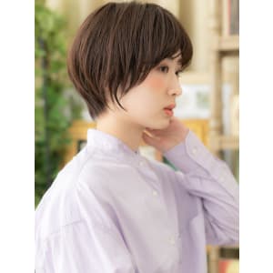 バレイヤージュナチュラルマッシュショート　シースルー前髪