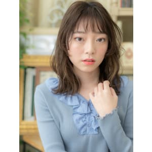 シースルーバング濡れ髪小顔バレイヤージュ　鎖骨ミディアム