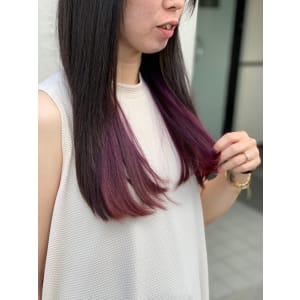 【インナーカラー】ピンク紫×long
