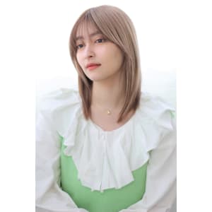 フェザーバング ストレート ローライト ベージュカラー