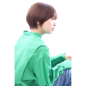 大人可愛い暗髪前下がりショートボブ丸みショート◎