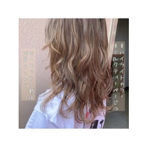 【W-ワット-新宿店 】ハイライトミルクティーベージュ