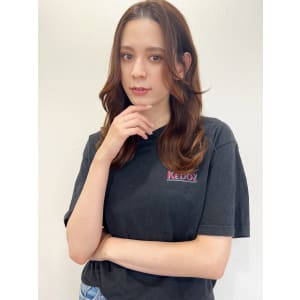 【山田】センターパート無造作レイヤーミルクティーベージュ