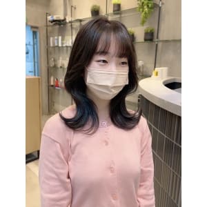 くびれヘア　韓国　サイドバング