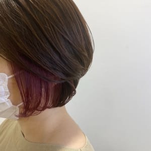 三軒茶屋_レディース_ショート_インナーカラー_ピンク_小顔