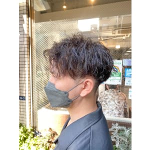 ハーフアップショートパーマ
