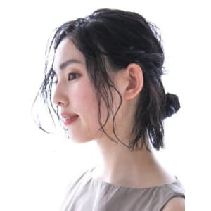三軒茶屋_レディース_黒髪_ヘアアレンジ_お団子_髪質改善