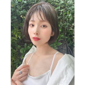 夏シースルーボブ☆ワイドバング☆イルミナカラーグレージュ