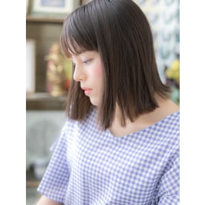 シースルーバング韓国風小顔バレイヤージュスモーキーグレージュ