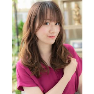 外国人風アシンメトリー透け感エアリーロング　ニュアンスカラー