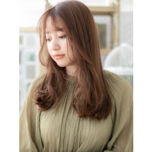 ミルクティーピンク外国人風エアストレート　ロングレイヤー