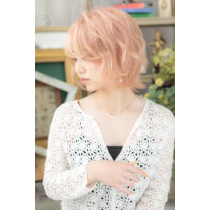 外国人風ハイライトこっくりピンクベージュ　ブリーチオンカラー