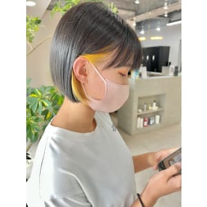 インナーカラー☆ボブ☆レモンイエロー