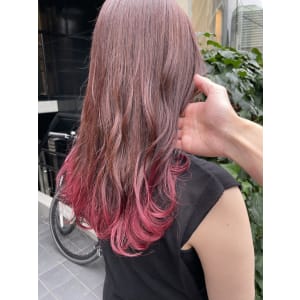 裾カラー/グラデーション/チェリーピンク/ピンクカラー