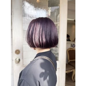 まるみ前下がり大人ショートボブピンクラベンダー梅ヶ丘美容室