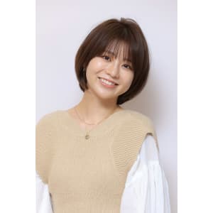 似合わせ◎小顔見せ前髪ありまるみショートボブ30代梅ヶ丘美容