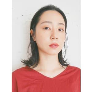 三軒茶屋_レディース_セミロング_黒髪_ウェット_オイル_