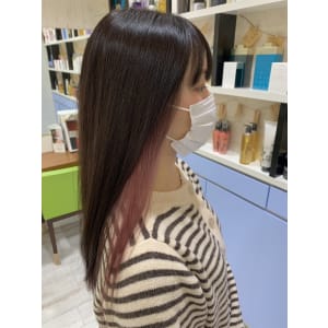 インナーカラー　コーラルピンク