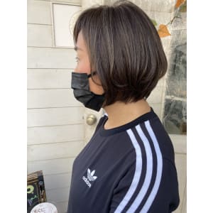 小顔見え◎骨格補正ナチュラルまるみショート40代梅ヶ丘美容室