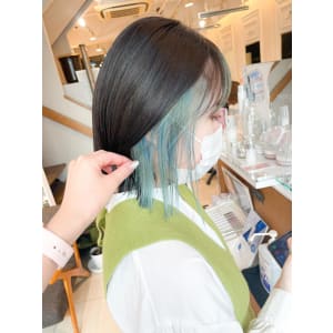 ブリーチ2回で作るシアブルー インナーカラー【横浜】w