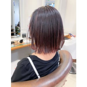 チェリーレッド 切りっぱなしボブ【横浜】w