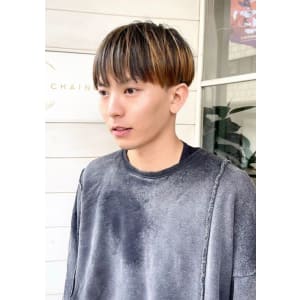 メンズカジュアルマッシュショートハイライト30代梅ヶ丘美容室