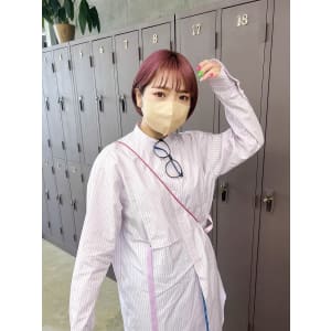 ミニボブ×ピンクベージュ