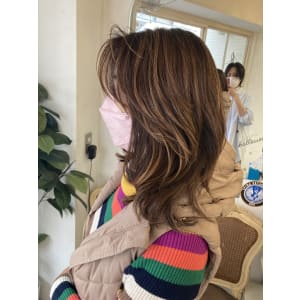 ハイライト白髪ぼかしこなれセミディ40代50代梅ヶ丘美容室