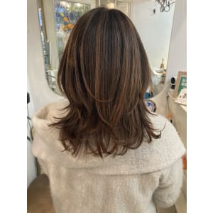 オリーブアッシュハイライト白髪ぼかし40代50代梅ヶ丘美容室