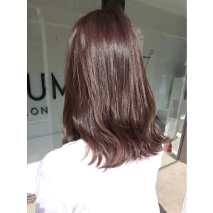 ナチュラルセミロング×ピンクブラウン