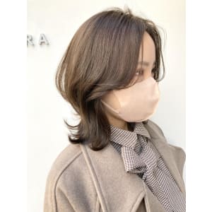 美髪/大人かわいい/こなれミディ/サンドベージュ