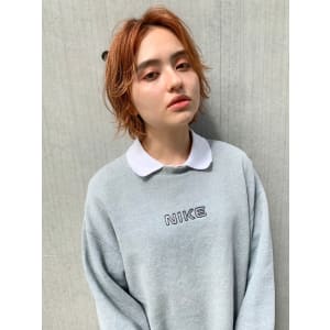 前髪軽め小顔レイヤーボブ☆アプリコットオレンジ