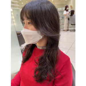 エギョモリ　顔まわりレイヤーコテ巻き風パーマ